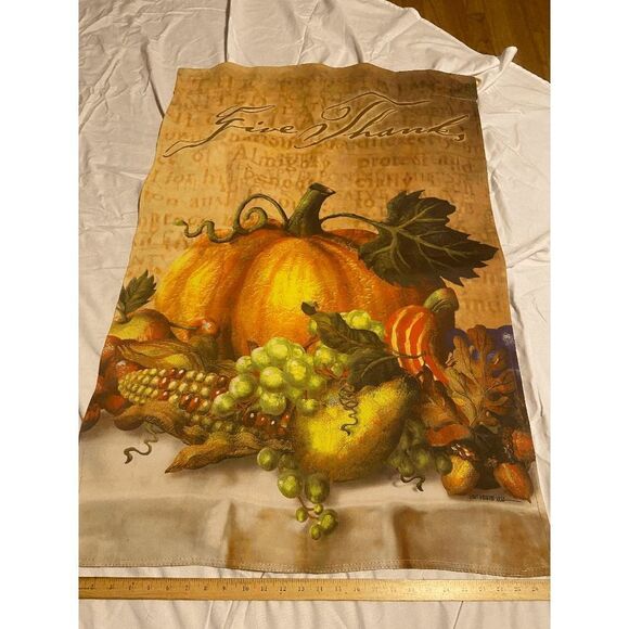 "Give Thanks" Thanksgiving Full Sized Flag by Artist Bart Mario Wolf 28x41" - Picture 1 of 2
